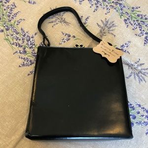 Vintage Margolin handbag 1950s black floral clasp